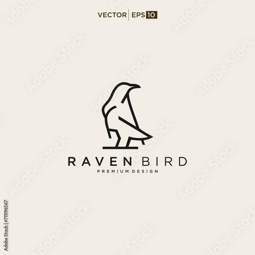 Raven bird vector logo design inspiration