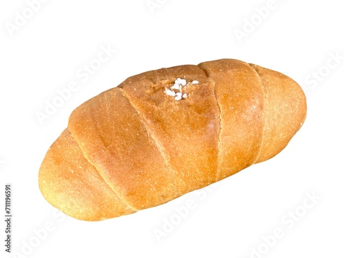Salted baked bread on white background, Korean and Japanese bun.