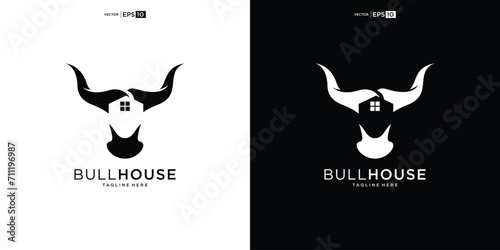 Bull House Logo Design inspiration, brand identity logos vector, modern logo, Logo Designs Vector Illustration Template photo