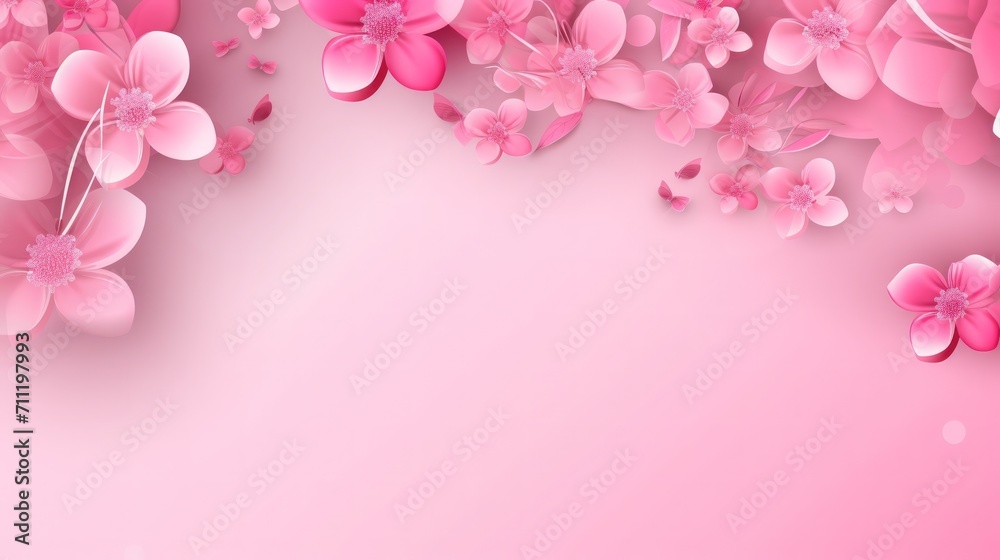 Pink flower a versatile greeting card template for weddings, Mother's Day, or Woman's Day. copy space.