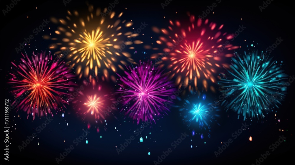 happy 4th july celebration colorful firework banner, generative AI