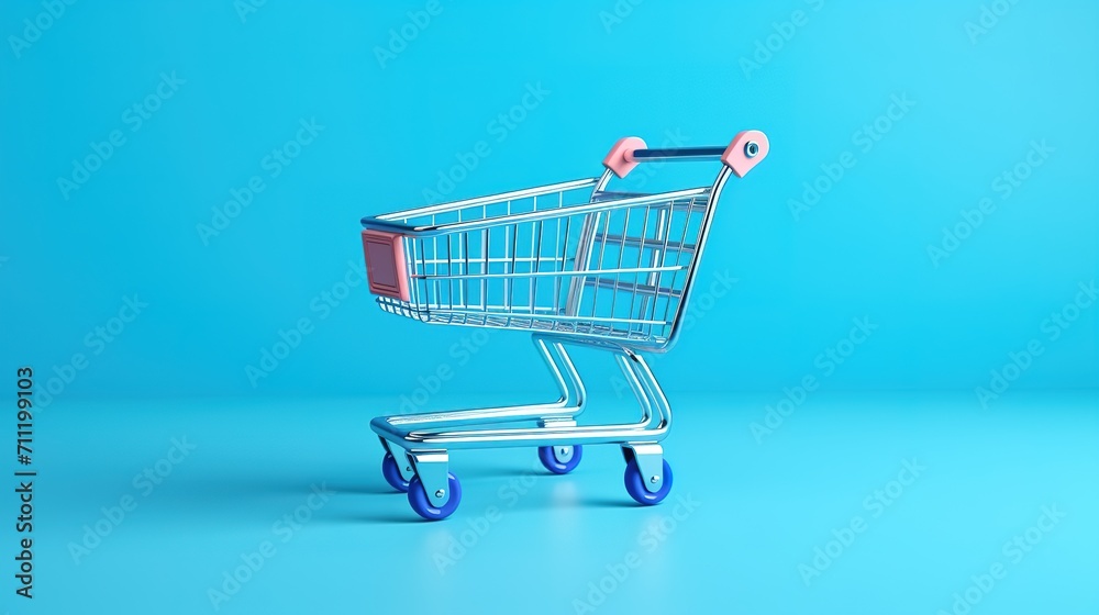 3d Vector Shopping Trolley with Parcel boxes, Shopping Online Concept. generative ai