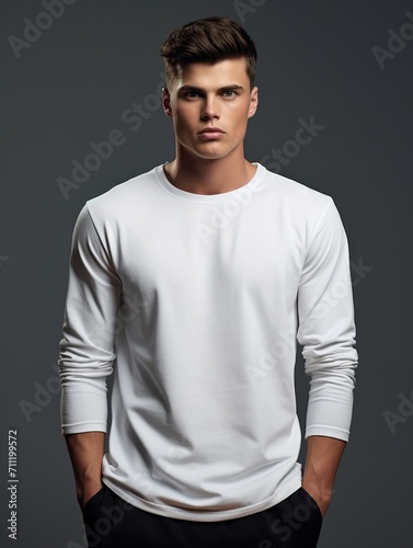 white long sleeve shirt isolated on white background