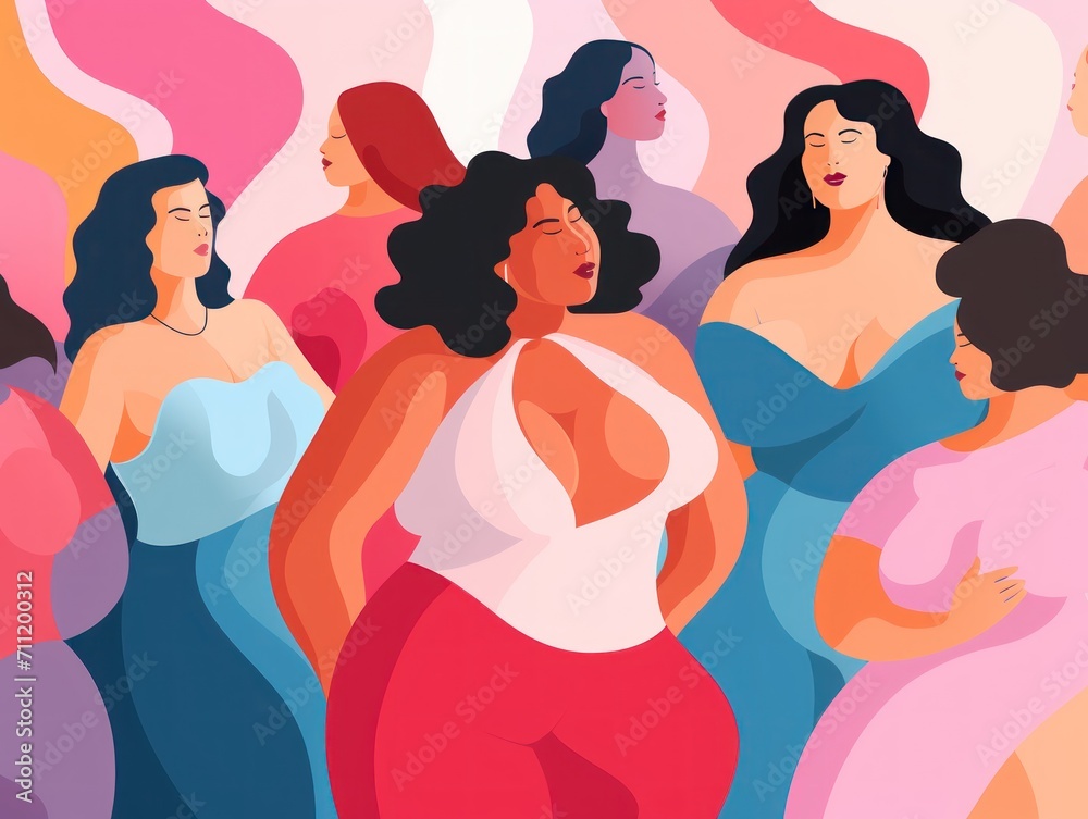 Empowered Women of Diverse Body Types United in Solidarity for Feminism. Body Positivity.