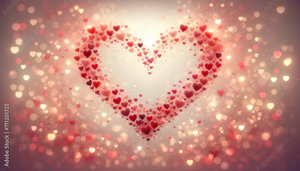 Abstract Glowing Hearts Bokeh Background
