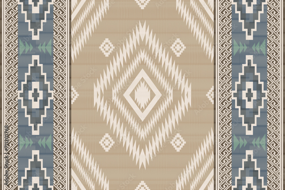 Navajo tribal vector seamless pattern. Native American ornament. Ethnic South Western decor style. Boho geometric ornament. Vector seamless pattern. Mexican blanket, rug. Woven carpet illustration. - obrazy, fototapety, plakaty 