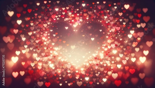 Abstract Glowing Hearts Bokeh Background