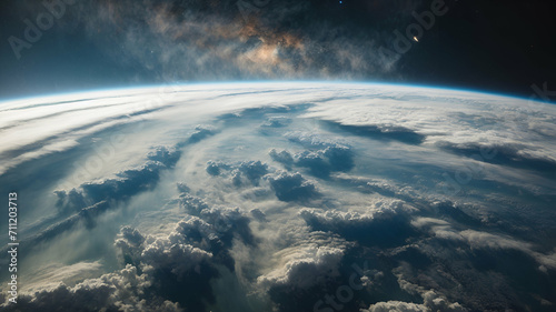  view of the earth from space covered by thick clouds