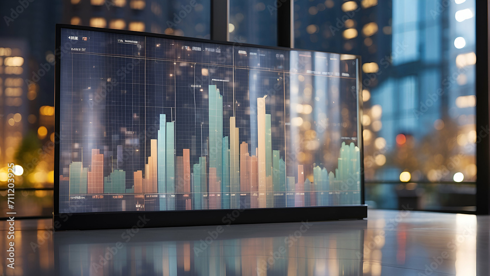 Financial graphs with buildings background. Double exposure background for business and finance concept. Financial graphs with buildings background. Double exposure background for business and finance concept.