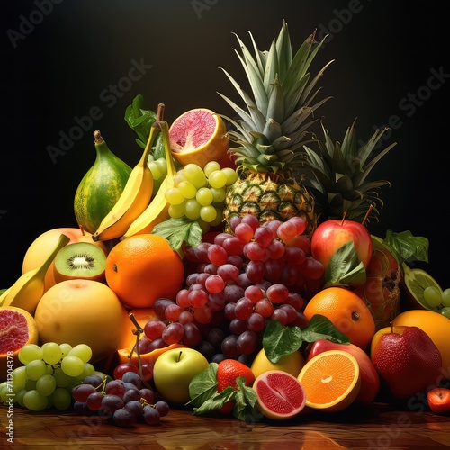 Various kinds of fresh fruit, Generative AI