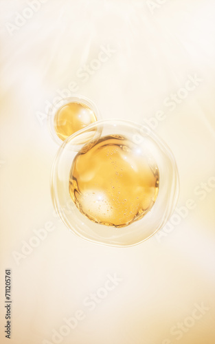 Golden liquid oil bubble background, 3d rendering.