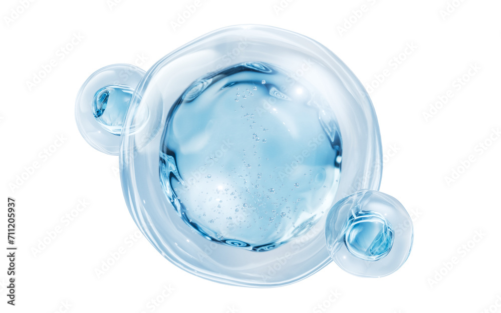 Transparent blue liquid bubble, 3d rendering.