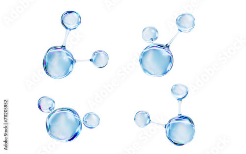 Fototapeta Naklejka Na Ścianę i Meble -  Transparent molecules with different angles, 3d rendering.
