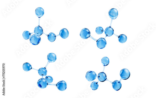 Fototapeta Naklejka Na Ścianę i Meble -  Transparent molecules with different angles, 3d rendering.