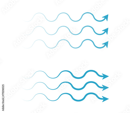 Flow wave arrows. Vector conditioner sign isolated. Air and water symbol for infographic banner and website.