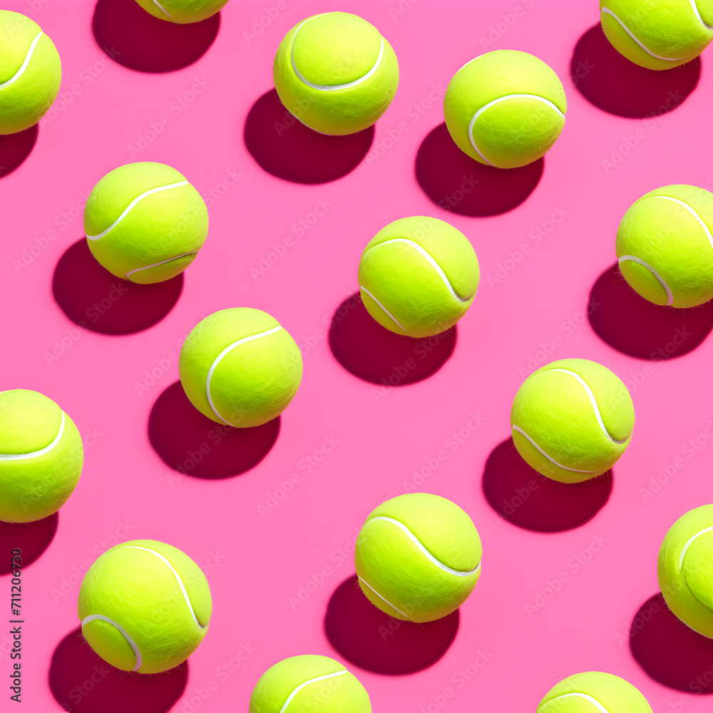 Tennis ball pattern with pink background 