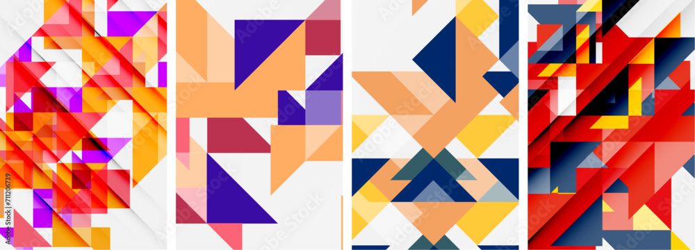Set of colorful triangle poster cover template backgrounds. Vector illustration For Wallpaper, Banner, Background, Card, Book Illustration, landing page Set of colorful triangle poster cover template backgrounds. Vector illustration For Wallpaper, Banner, Background, Card, Book Illustration, landing page