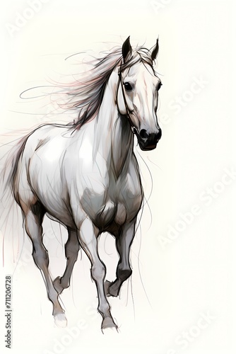 whimsical horse sketch illustration on white background