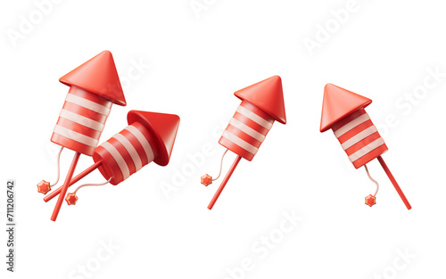 Obraz na płótnie Decorative paper fireworks rocket, 3d rendering.