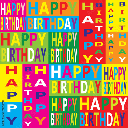 Happy birthday pattern with birthday text for birthday card  gift wrap and gift bag