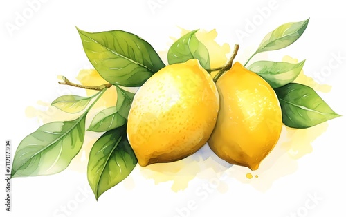 Watercolor style lemon fruit, on white background. generative ai © KBL Sungkid