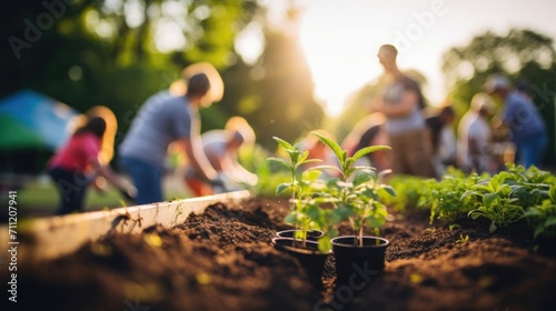 A diverse group of individuals working together to plant, water, and harvest crops on a community farm. This collaborative farming network allows for the sharing of resources and knowledge,