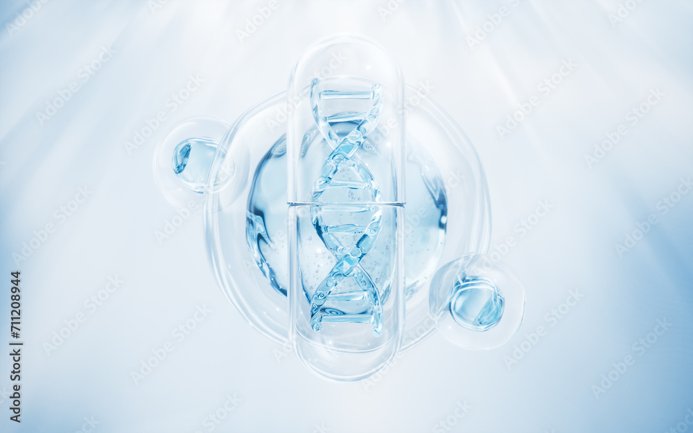Medical capsule with DNA inside, 3d rendering. Medical capsule with DNA inside, 3d rendering.