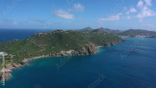 Aerial drone photos of the island St. Barths in the Caribbean French West Indies