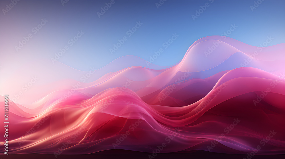 Simple elegant background wallpaper. Wave flow of silky misty pink, fuchsia and blue tones.  - obrazy, fototapety, plakaty 
