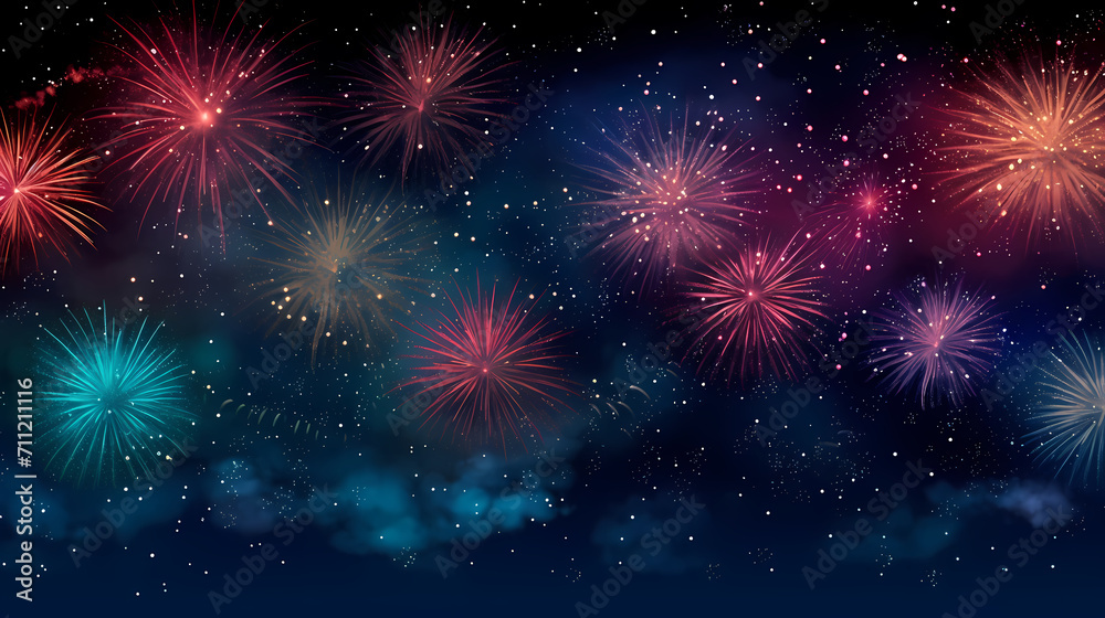 Happy New Year, burning fireworks with bokeh light background Happy New Year, burning fireworks with bokeh light background