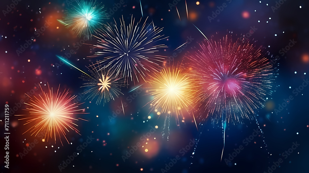 Happy New Year, burning fireworks with bokeh light background Happy New Year, burning fireworks with bokeh light background