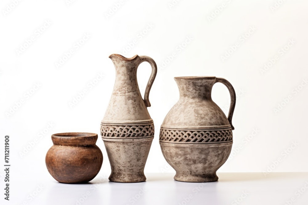Ancient ceramic amphora for drinking wine, water, or milk.