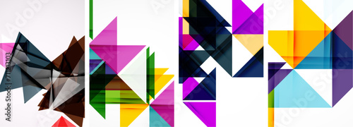 Set of abstract random triangle composition backgrounds. Vector illustration for for wallpaper, business card, cover, poster, banner, brochure, header, website