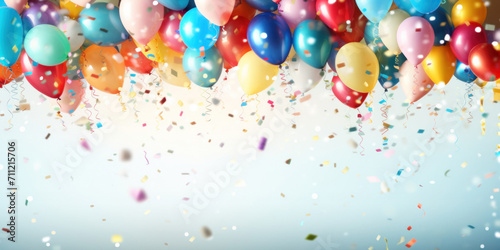 Festive colorful balloons on a dark background