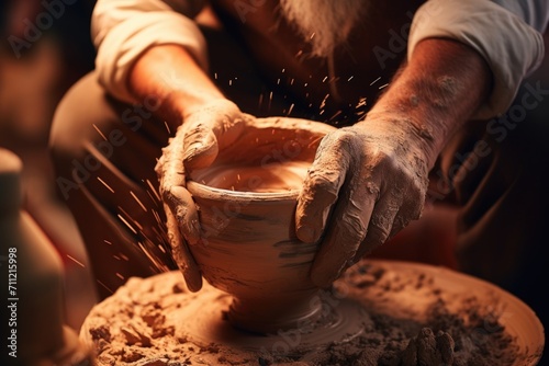 Pottery wheel throwing techniques photo