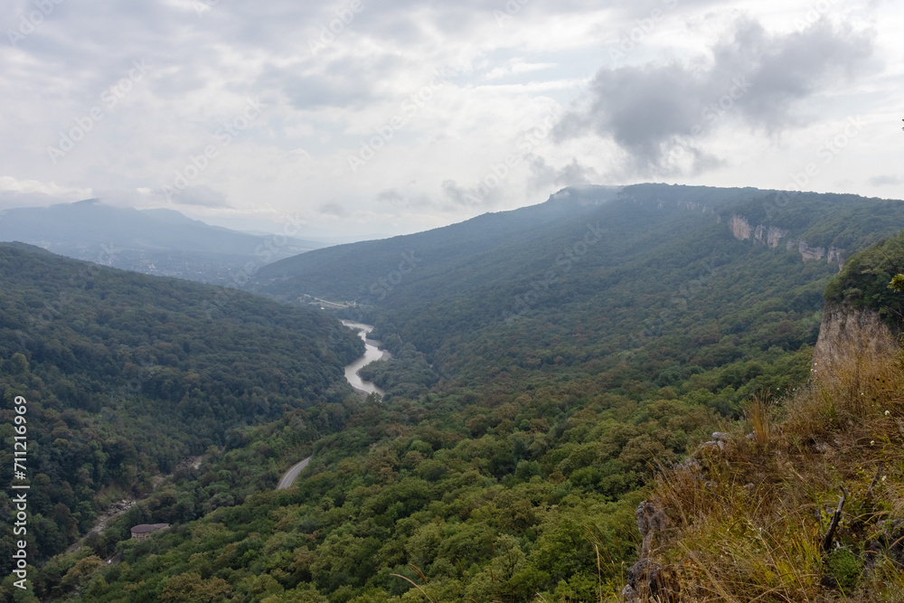 Fototapeta premium Morning in the highlands, waking up in nature on a cloudy summer day