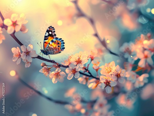 butterfly perched on a blossom, in the style of photorealistic fantasies