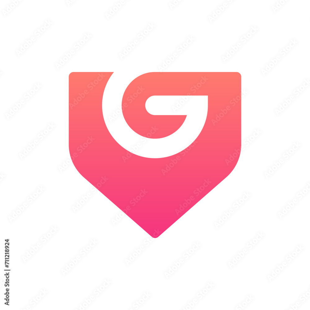 Letter G shield creative negative space logo Letter G shield creative negative space logo
