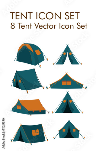 8 Tent vector icon set 