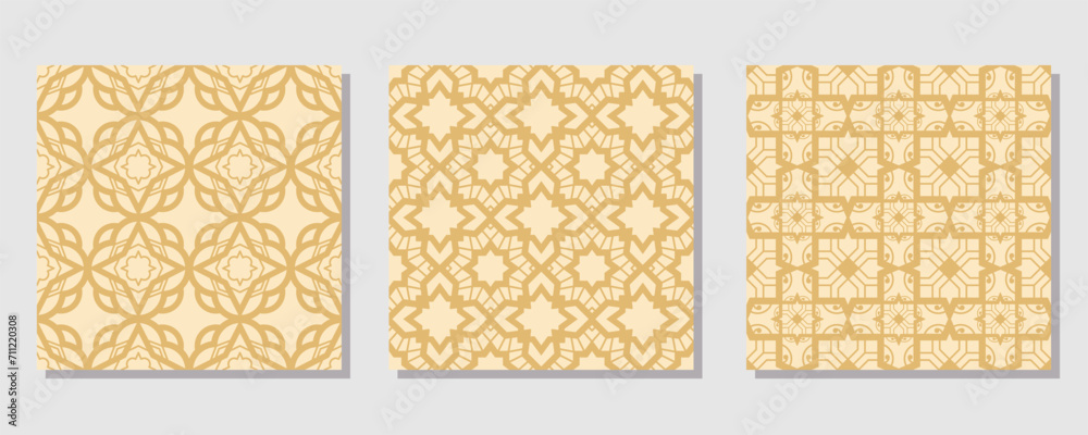 Set of Arabic traditional ornament pattern. Middle east geometric seamless pattern background. Set of Arabic traditional ornament pattern. Middle east geometric seamless pattern background.