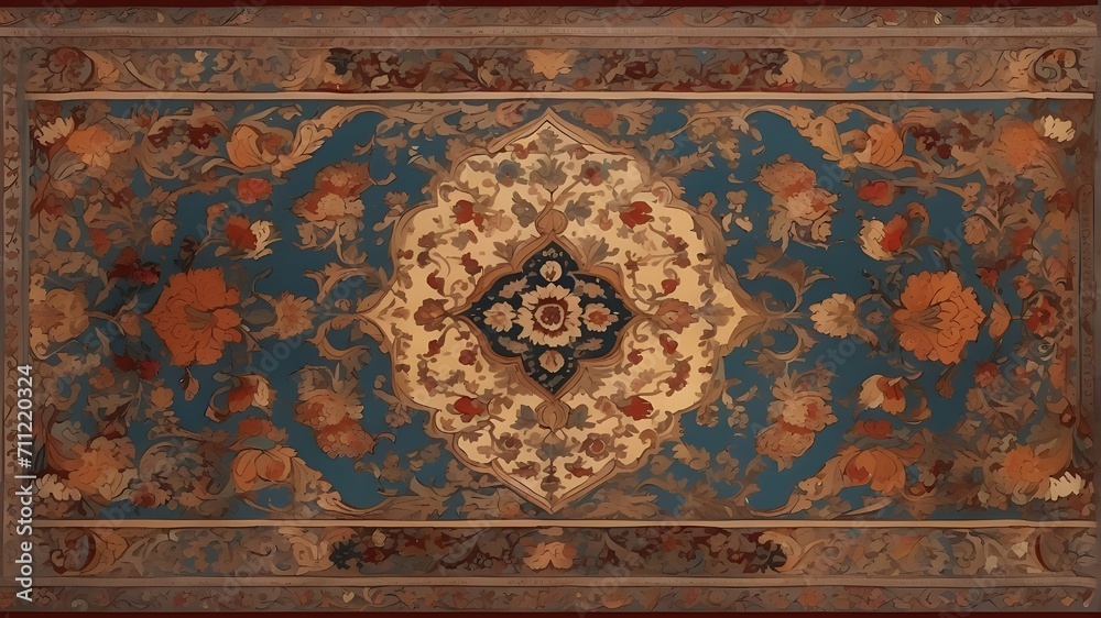 thai style art.scarf on a carpet,background with painta carpet with a vintage Persian, a carpet with intricate patterns