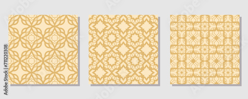 Set of Arabic traditional ornament pattern. Middle east geometric seamless pattern background.