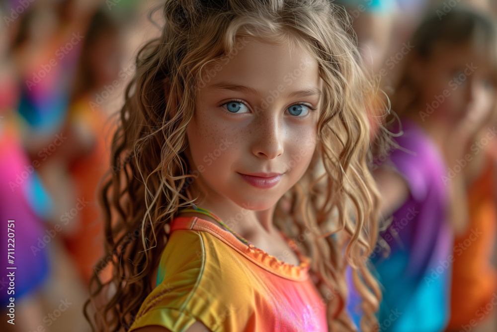 Dance class for kids, positive girls and boys close up training in dance studio movement, dance, and rhythm concept Dance class for kids, positive girls and boys close up training in dance studio movement, dance, and rhythm concept