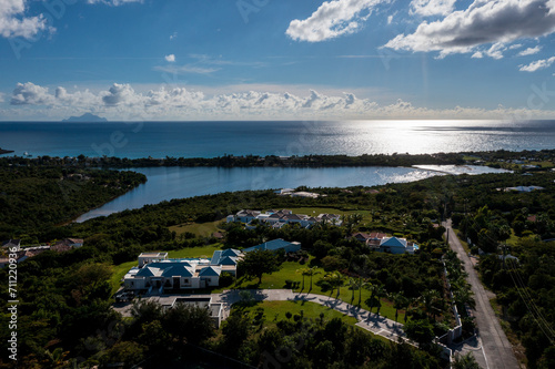 aerial view of baie longue beach in st martin