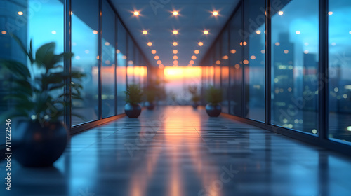 Blurred office coridor space. Abstract bokeh office interior background for design. © Almultazam