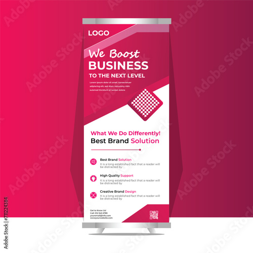 Vector Attractive Modern Business  Roll Up Banner Design Template 