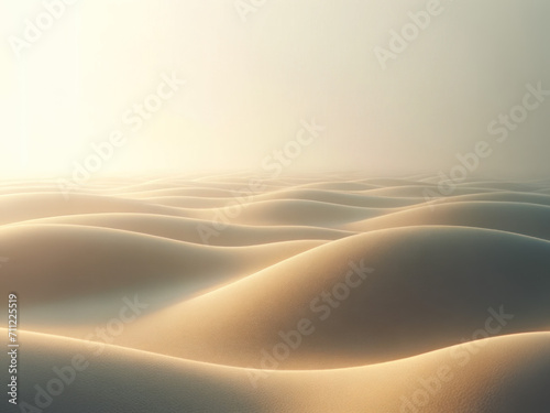 Serene desert dunes at dawn. Copy space. AI generated.