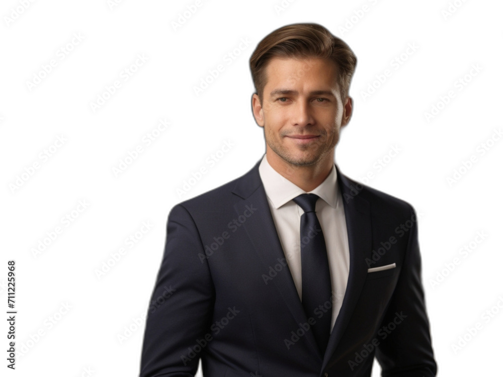 American man in formal attire on plain transparent background from Generative AI American man in formal attire on plain transparent background from Generative AI