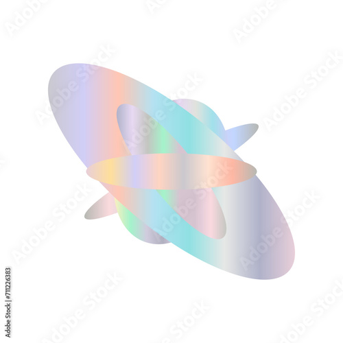 An abstract cut out transparent iridescent oval gradient shape pattern design element.