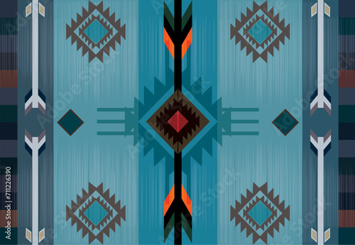 Aztec Tribal Ethnic Geometric Seamless Pattern Rug, Western Area Rug for Beedroom Living Room-82 photo